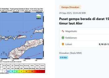 Gempa Hari Ini Awal Pekan Senin 29 September 2025 Terjadi di Alor NTT